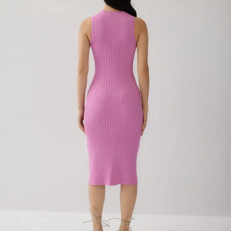 Trendy Knit Rib Classic Bodycon Women Clothing Sleeveless Tank Top Sweater Long Midi Dress