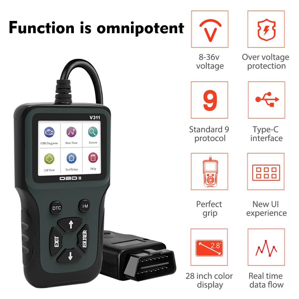 Automobile fault diagnosis instrument Engine detection reading card Handheld automobile detection tool obd2