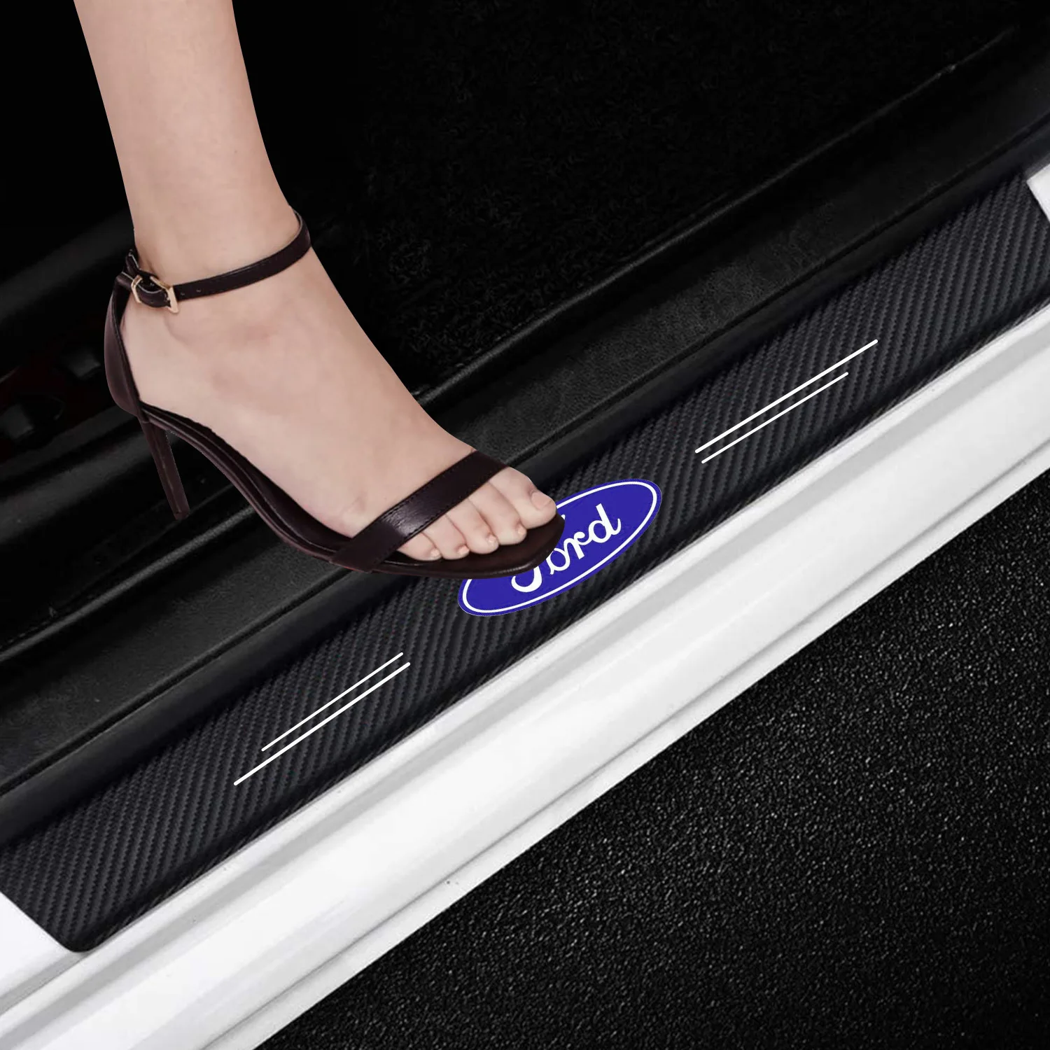 4 шт. углеродного волокна 3D порога протектор Стикеры костюм для Ford автомобильные брелки с логотипом, добро пожаловать на педаль автомобиля запись гвардии аксессуары