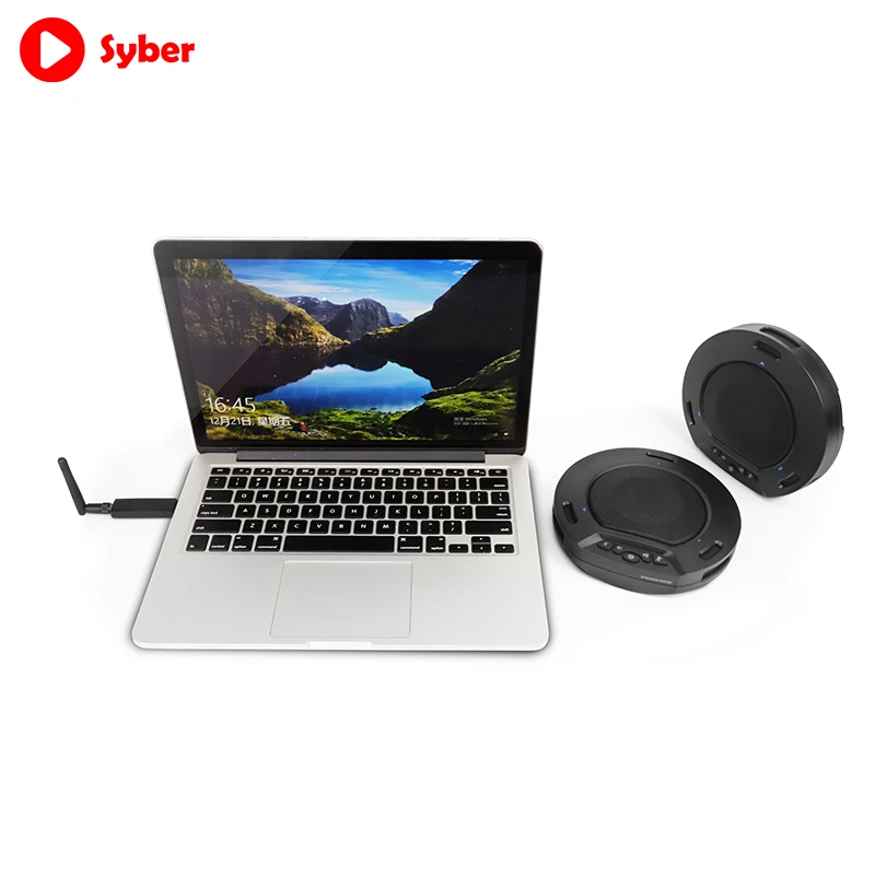 
Profession Table Wireless Cascade Desktop Black Hd Omni-Directional Conference Speakerphone with Double Speaker Microphone 