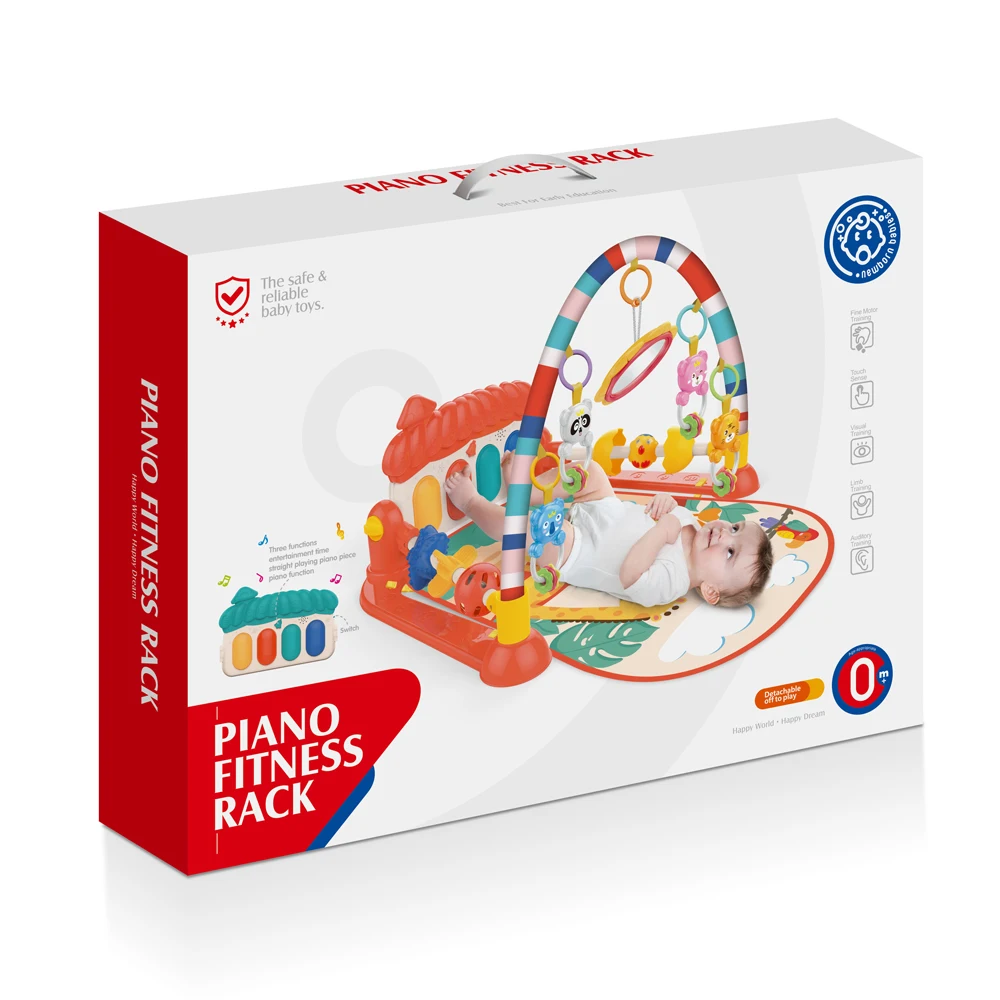 Sensory Learning Baby Play Gym Kick Mat and Piano Fitness Rack Soft Musical Baby Activity Gym Mat with Piano Fitness Rack