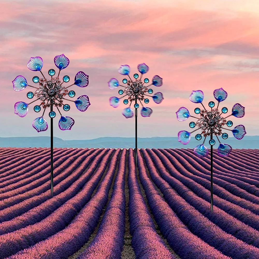 Peacock tail wind runner outdoor garden decoration power wind sculpture metal windmill suitable for outdoor lawns and gardens