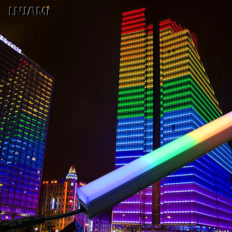 LNJAMI DMX водонепроницаемый IP66 наружная RGB настенная шайба светодиодные линейные фасадные светильники для ландшафтного