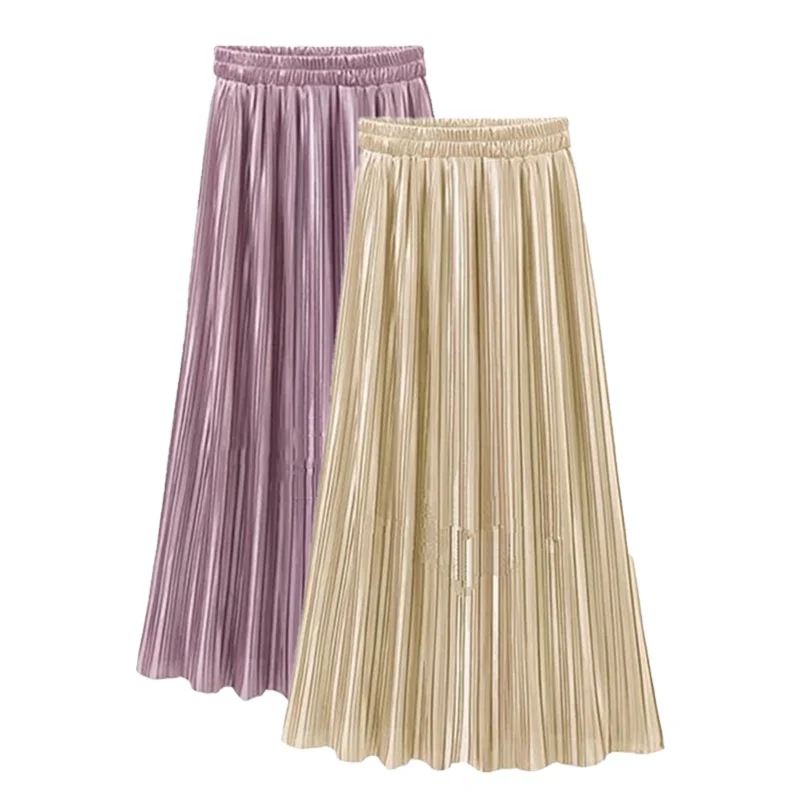 16 colors Stylish High Waist Skirts Fashion Long Skirts For Women Maxi Women Pleated Skirt