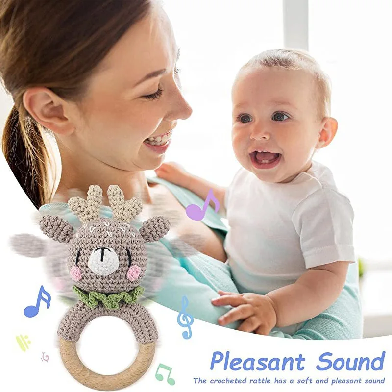 Handmade Crochet Baby Rattle Toy Organic Cotton Crochet Baby Rattle Eco-Friendly Crochet Baby Rattle for Infants