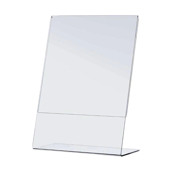 High Quality Custom Print Slant A4 Size Transparent Acrylic Table Top Poster Holder Price Sign Table Sign For Office