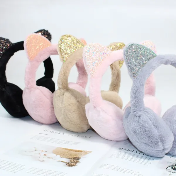 factory hot sale winter cute fashion solid color animal ear muffs for women