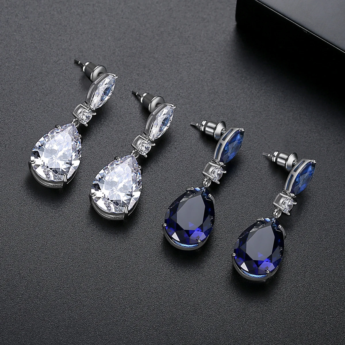 LUOTEEMI White Rhodium Gold Plated Bridal Wedding Jewelry Sets Cubic Zirconia Fancy Women Set