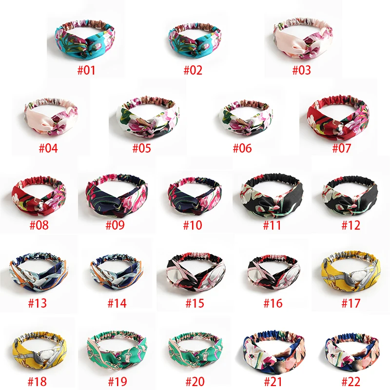 Wholesale Satin Knot Elastic Hair Band Colorful Vintage Twist Knot Women Headband Bohemian Cross Parent-child Style Head Band