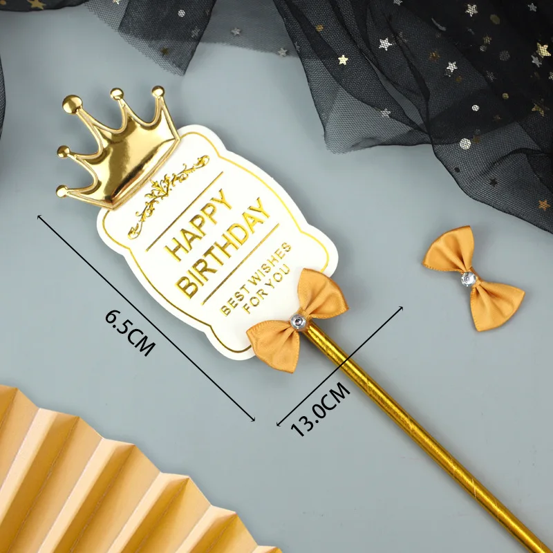High quality cake decoration hot stamping crown paper happy birthday