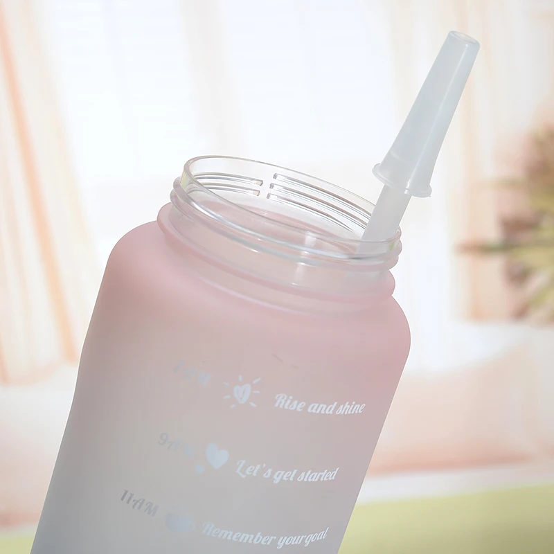 2 liter plastic water bottle with silicone straw markers sublimation sports bottle