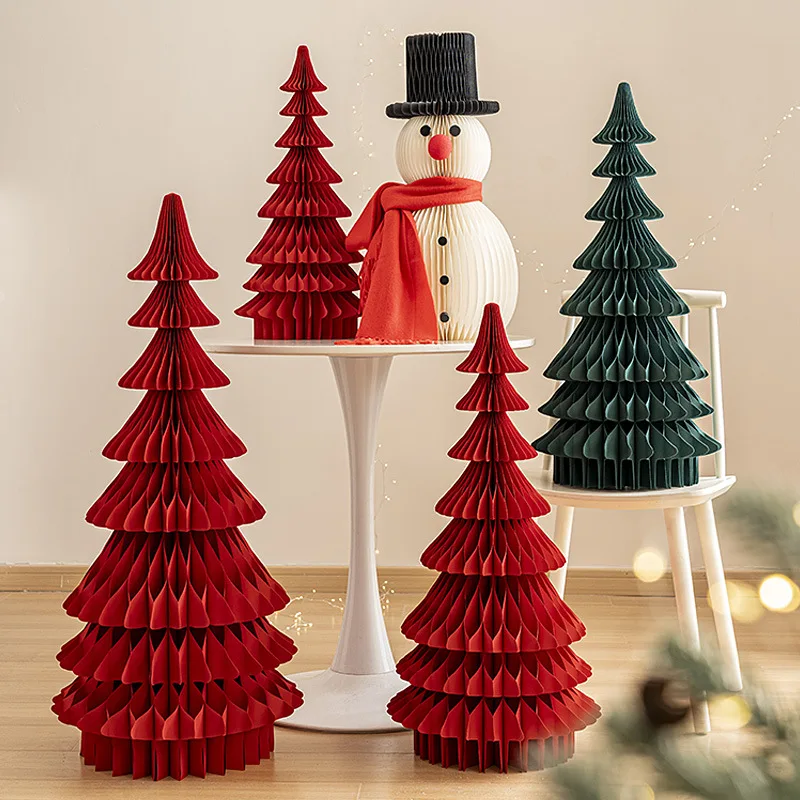 Christmas Decorations Origami Christmas Tree Ornaments 2024 New Christmas Atmosphere Scene Layout Shooting Props