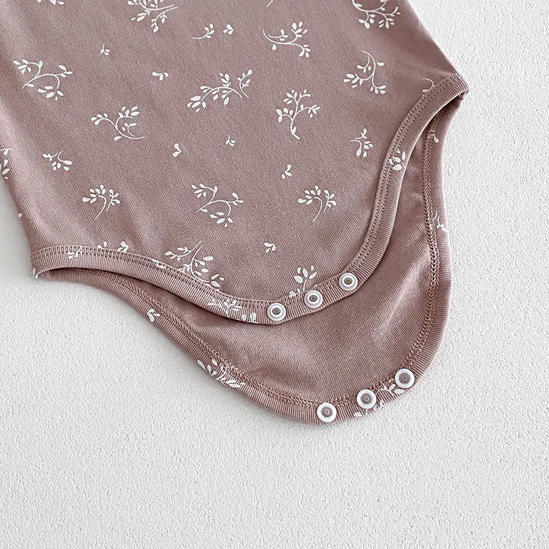 100% Cotton Full Printing Model Bamboo Short Sleeve Singlet Mini Baby Bottom Snap Jumpsuit Baby Romper Onesie Bodysuit