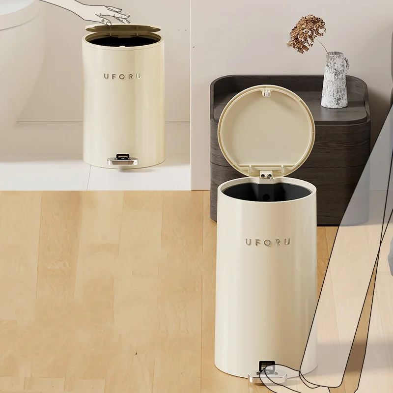 Wholesales Hotel Restaurant Double Layer Garbage Bin Kitchen Dustbin With Metal Edge Pu Leather Waste Bin Trash Cans