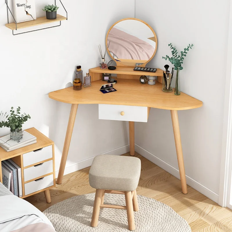 
Nordic corner dressing table bedroom modern minimalist small apartment dressing table multi-function dressing table storage 