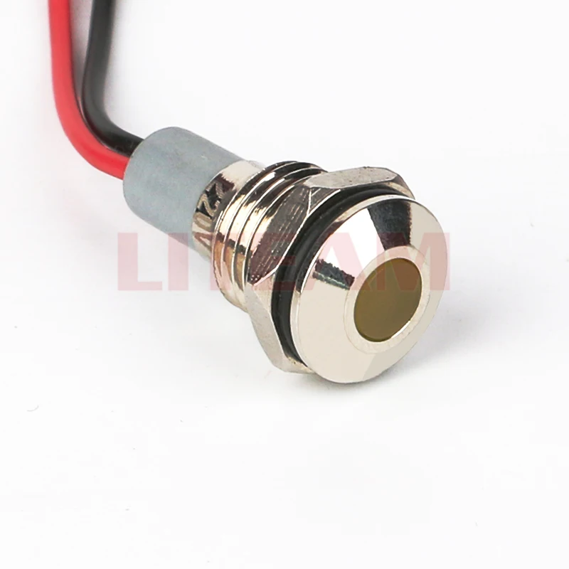 Waterproof 10mm Mini Metal Led Indicator Light Panel Mounted 12v 24v 48v Signal Indicator Light with Wire For Machine Equipment