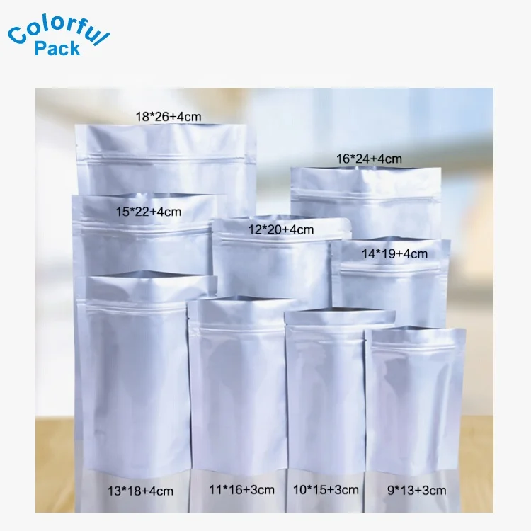
Custom matt light food packaging zip lock silver mylar aluminum foil Plastic Bags 