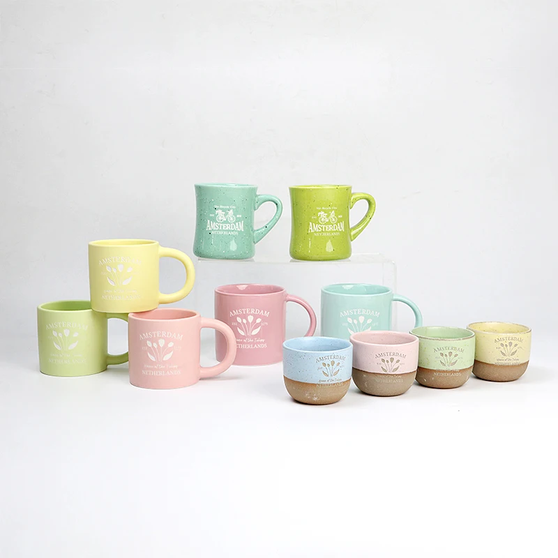 Creative retro simple tea cup Japanese style rough pottery handmade ceramic matte kiln cup set without handle