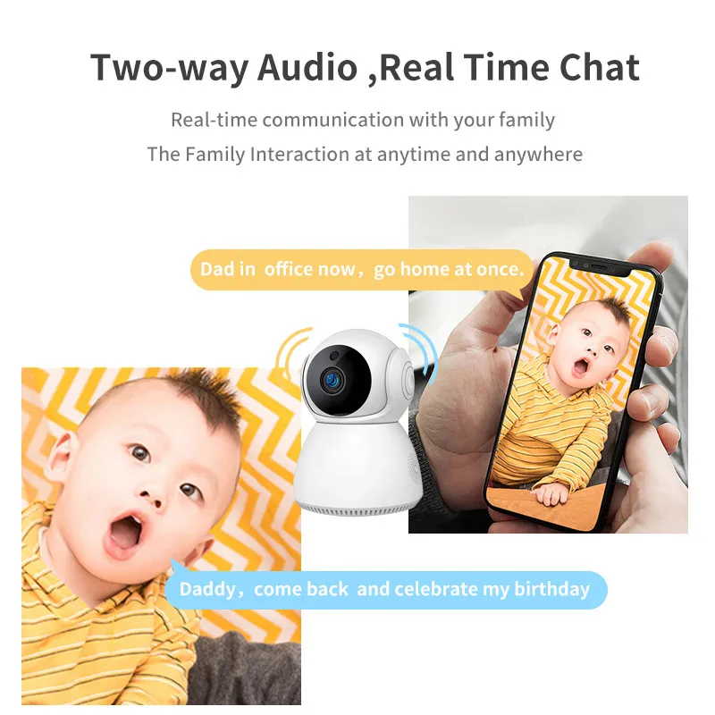 baby monitor 360 Degrees Pan Tilt Rotation  Wifi IP Camera 2Mp 1080P Full HD LAN Port IR Night Vision interior
