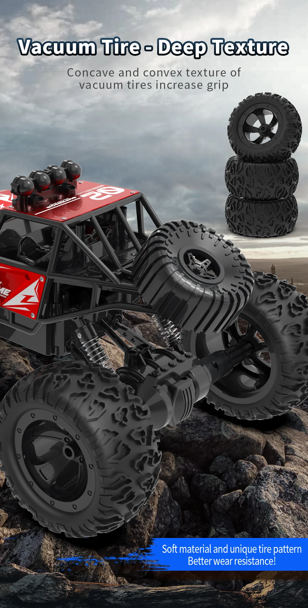 Original 4wd crawler 1/16 scale off road 45 degree climbing all terrain conquer big wheel 40m 2.4g remote vehicle