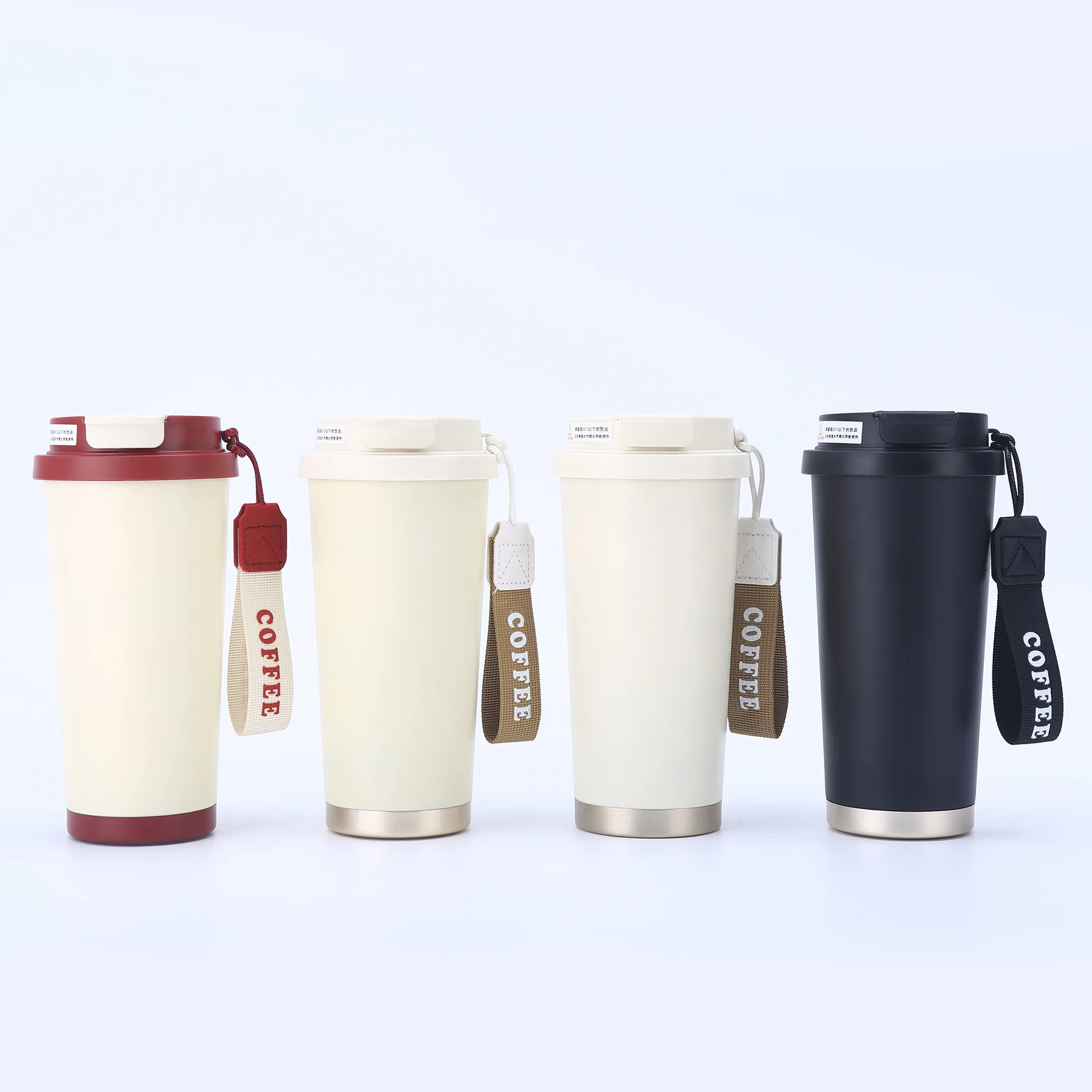 Ceramic Liner 316 Coffee Mug Two Drink Ways 500ML Stainless Steel Double Wall Travel Mugs with handle Thermal Insulated Cup