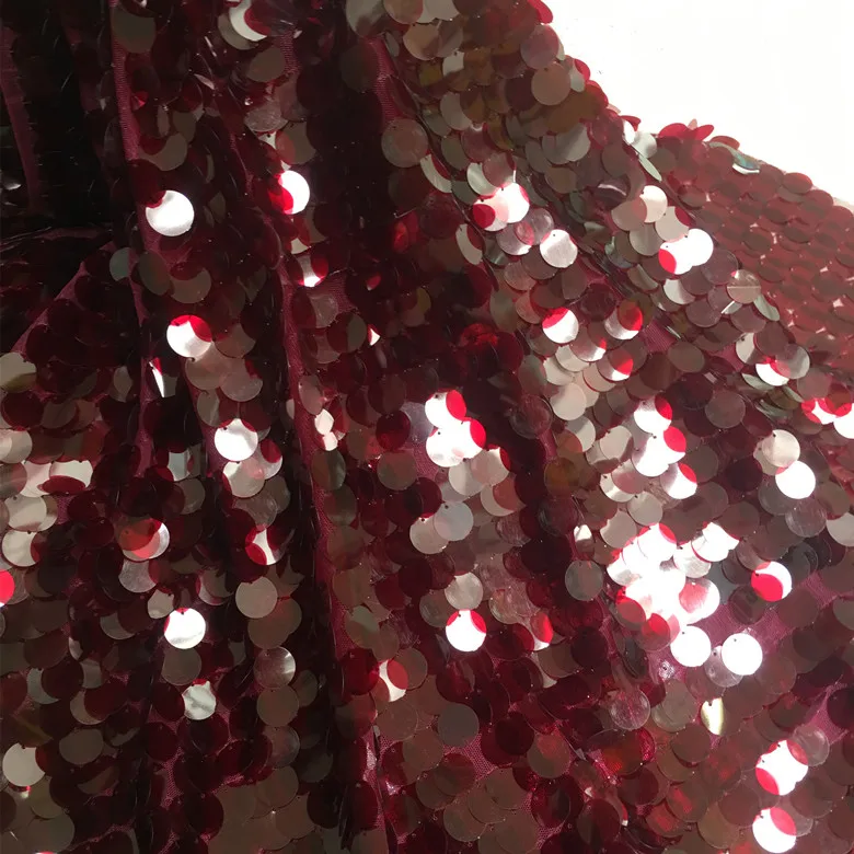 Wine red Crimson Fish Scale Encrypted Sequin Fabric Dress dress clothing sequin fabric