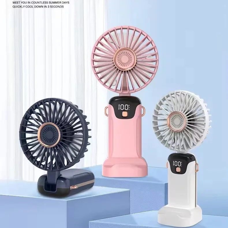 2024 Mini High-Speed Portable Rechargeable Mini Handheld Fan Summer Outdoor Use Hand Held Rechargeable Fan LED Display