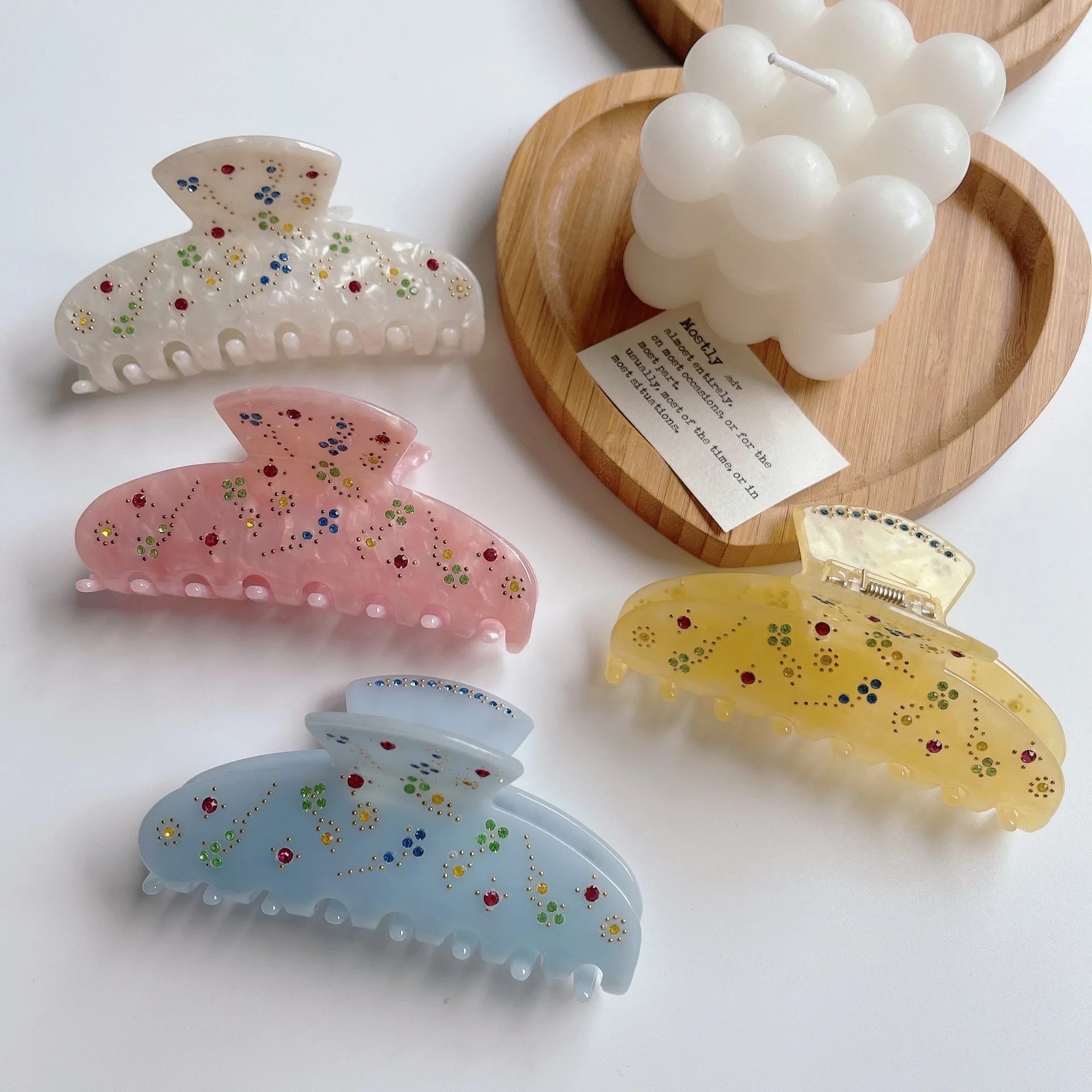 Custom Luxury Flower Acetate Diamond Alligator Hair Clips High Quality Hair Claws For Girls