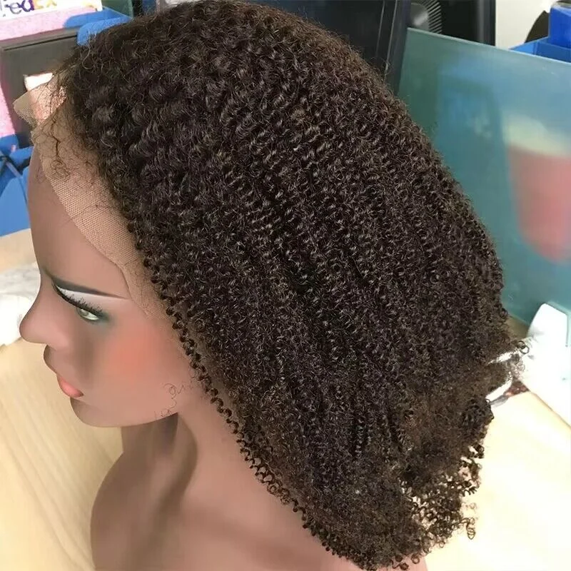 Afro Tight Kinky Curly Wear and Go Glueless Human Hair Wigs Pre-plucked HD Wigs Transparent Swiss Lace Wigs Natural Hairline