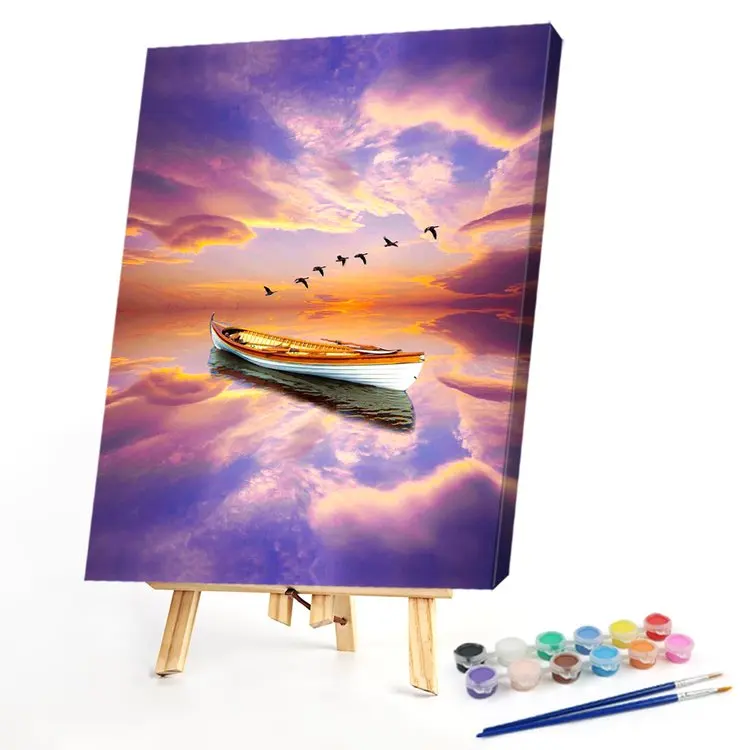 Пейзаж, холст для живописи Безрамное масляной краской по номерам Wall Art плакаты Картина Набор для рукоделия подарок украшения дома гостиная