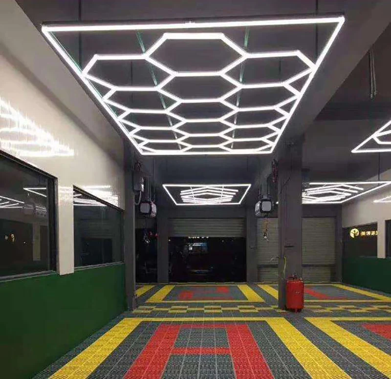 Hexagon Grid Honeycomb Led  Ceiling Lights For Auto Detailing Shop Led Light For Car Wash