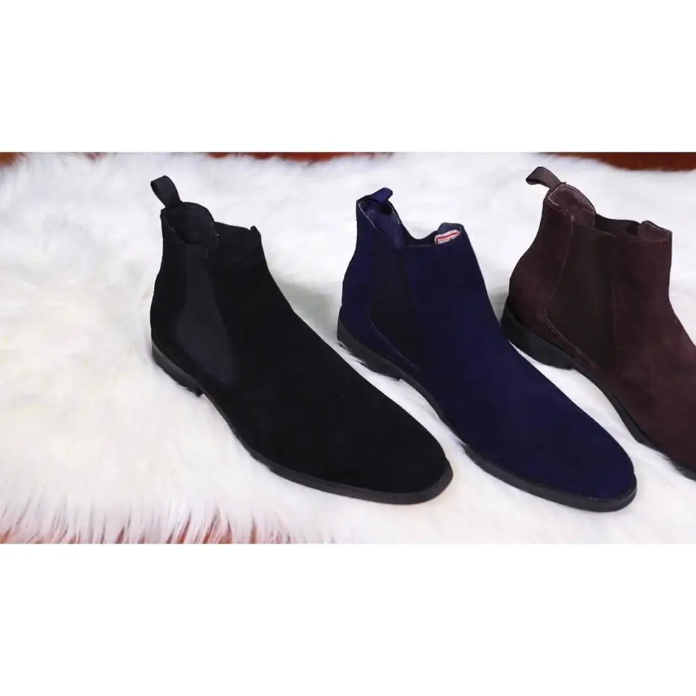 Italian stylish men boots ankle boots premium suede leather chelsea boots