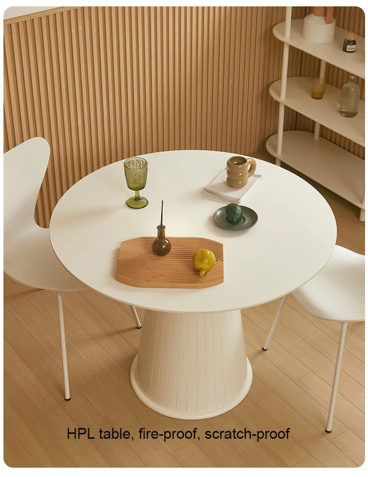 Nordic modern classic MDF white round top bell leg base luxurious big dining table for dining room living room