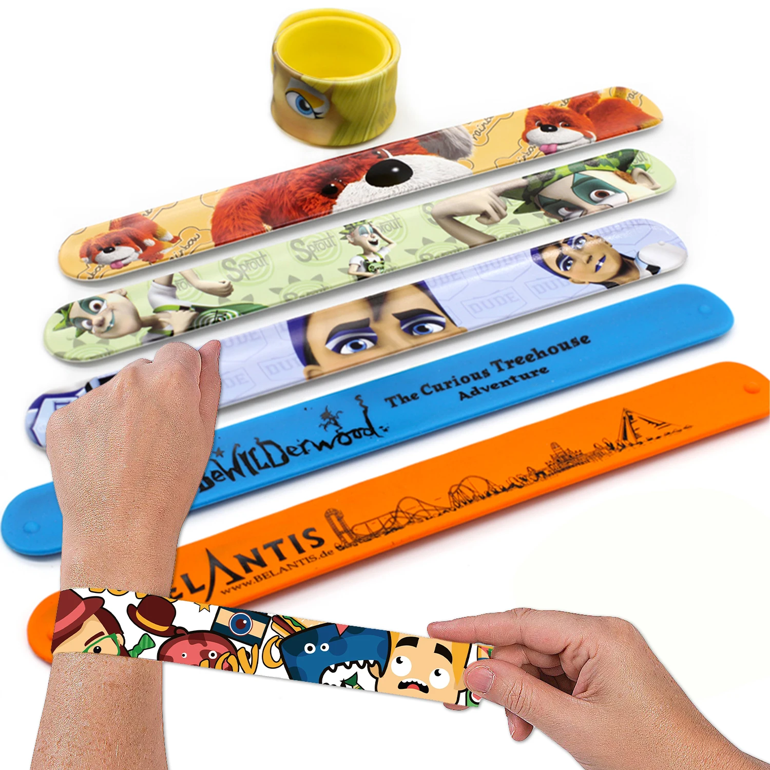 Wholesale Snap Silicone Sport Custom Slap Bracelet, Glow In Dark Reflective PVC Ruler Led Slap Bracelet