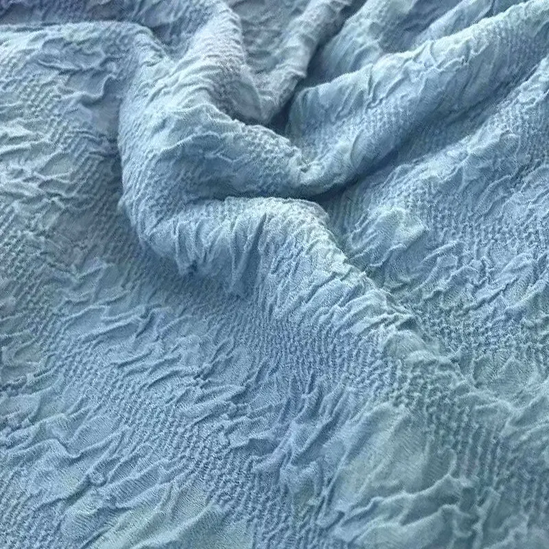 Cheap price wholesale breathable polyester bubble Crepe 140cm crinkled fabric gauze knit fabrics for shirts