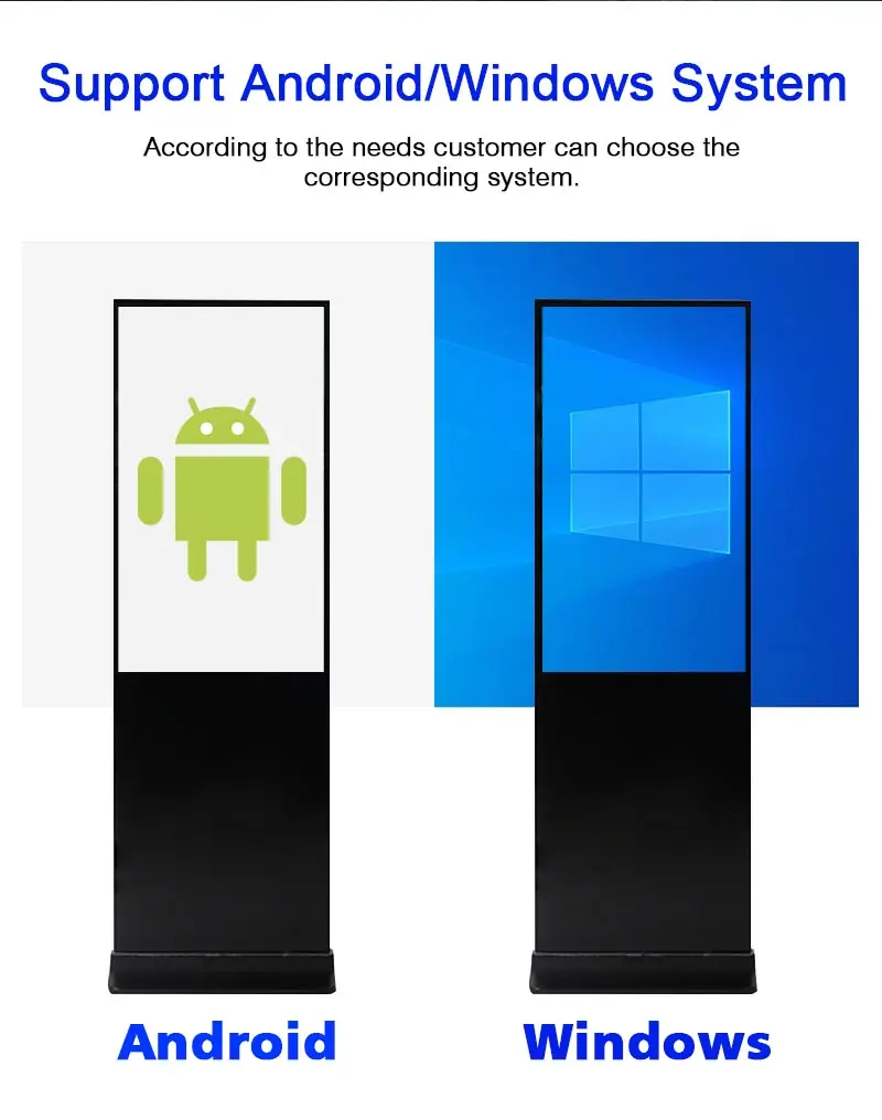 43 50 55 65inch 4K LCD Signage Monitor Electronic Advertising Boards Smart Advertising Screen Vertical Digital Signage Display
