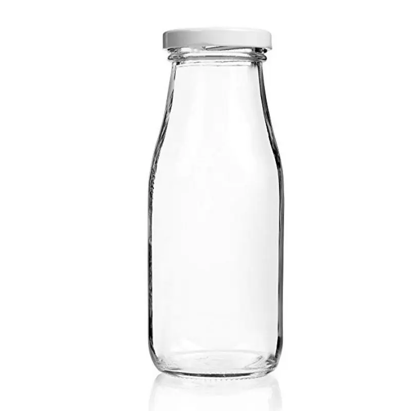 Avertan 100ml-1000ml clear empty container milk juice glass pudding bottle with plastic lid wholesale