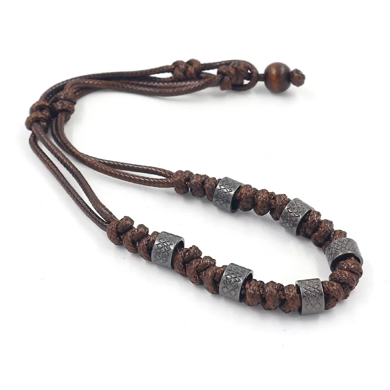 European and American Fashion Diamond Grid Alloy Circular Ring Knot Hand Woven Necklace for Wen