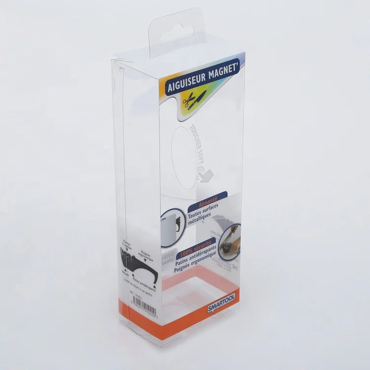 Wholesale PVC cup packaging box PET transparent scissors and fruit knife plastic folding box