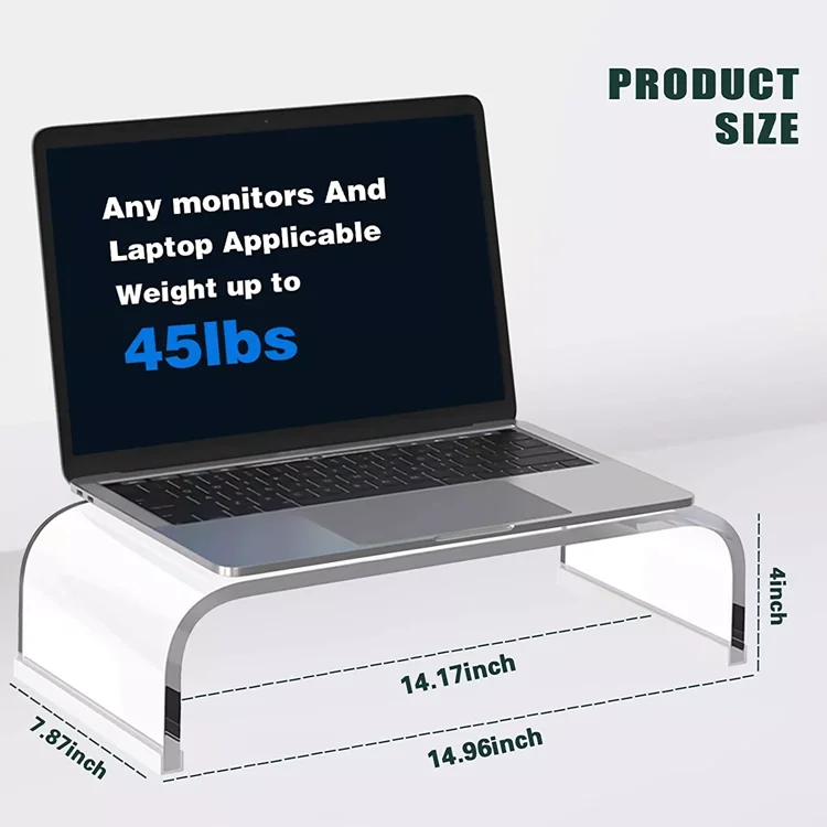 Hot sell Premium Acrylic Monitor Stand with Heating Bending Technology Stylish and Durable Clear Acrylic Monitor Riser for Laptops with best quality