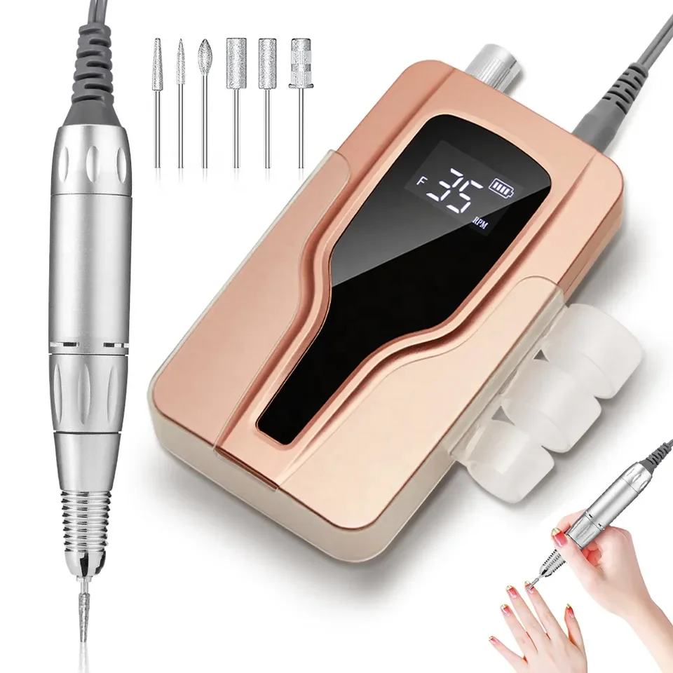 2023 newest Hot Sell Beauty Salon Portable Rechargeable 35000RPM Polish Machine Electric Nail Drill Bit