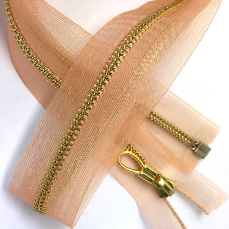 Customized 5#  Open End Clear Tape  Nickel Free  Eco Friendly  Brass Teeth  Metal Zipper