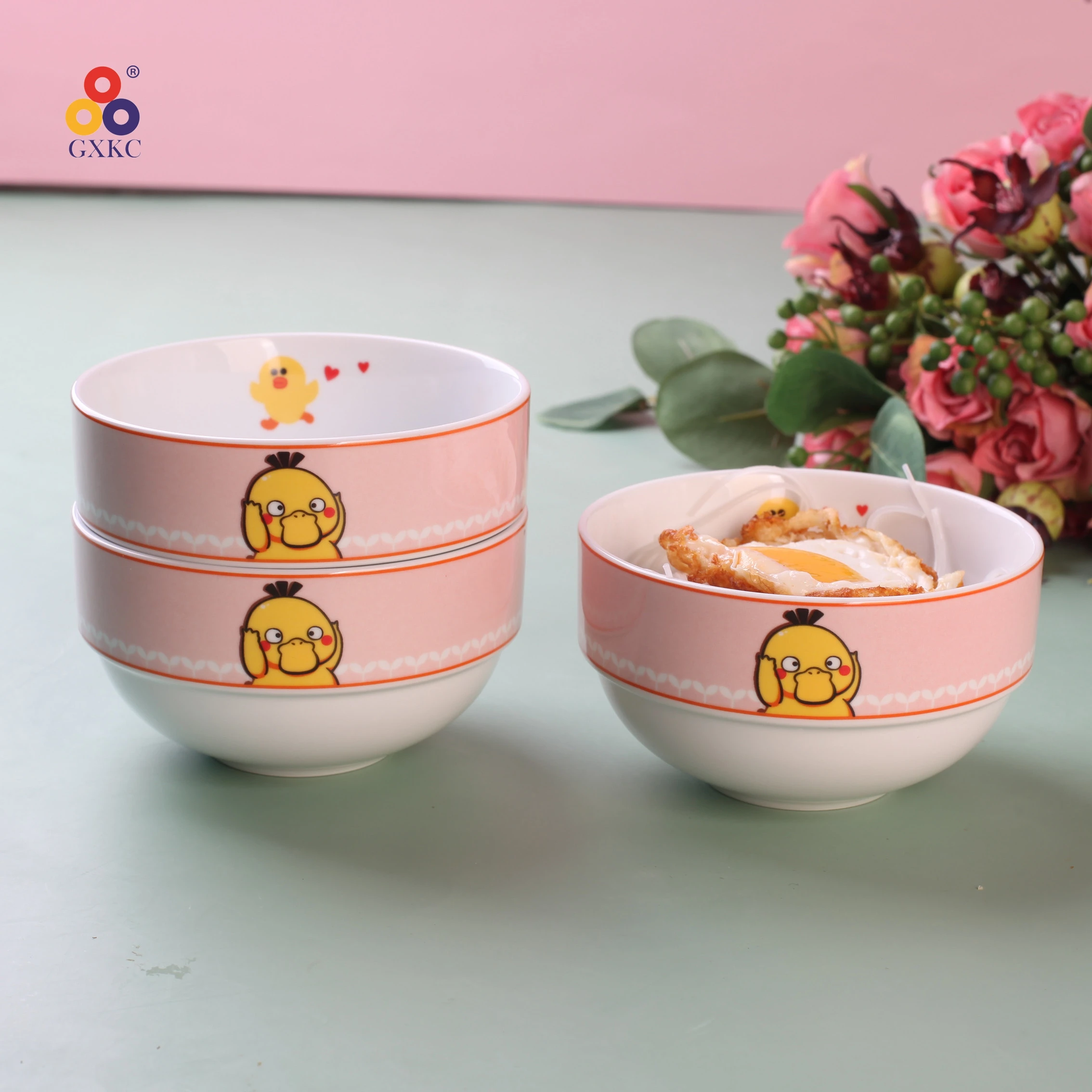 Personalized High Quality Cute Duck Ceramic Children Tableware Sets Baby Bowl Salad Bowls