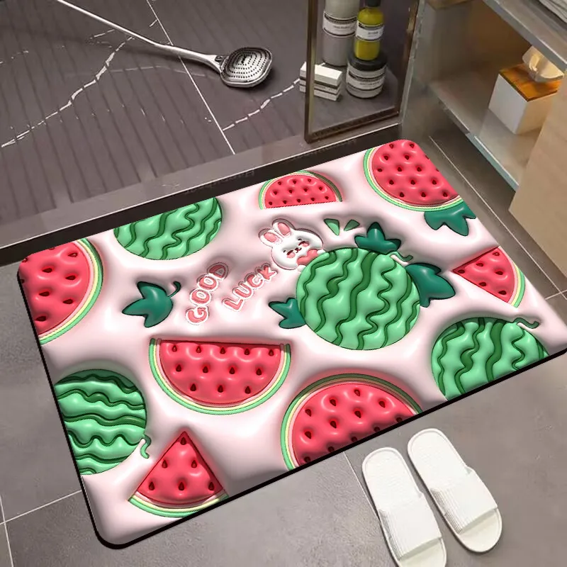 Newest Fruit Printed Home Bathroom Mat Non-slip Pebble Carpets Absorbent Lavatory Bedroom Floor Toilet Mat