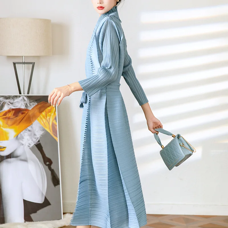 2023 Latest Clothing Manufacturers Custom Miyake Pleated Plus Size Dresses Women Lady Elegant Women Dresses