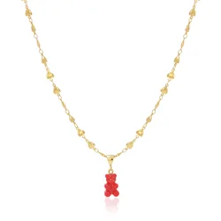 Fashion Jewelry Candy Color Gummy Bear Necklace Female Gold Plated Heart Chain Pendant Necklace