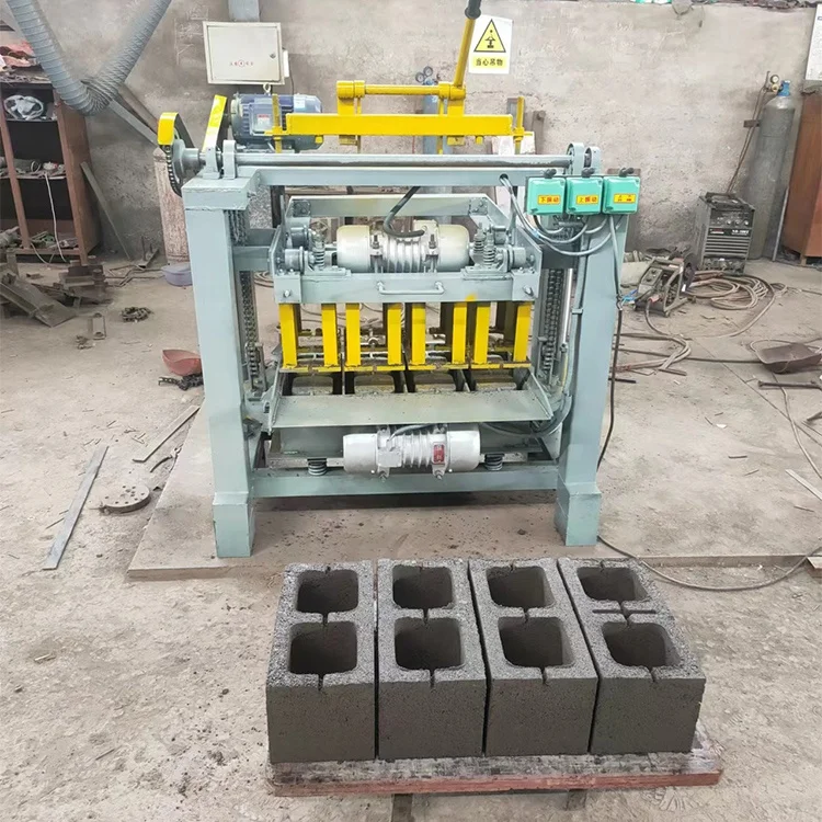 Small scale simi automatic hollow cement brick making machinery concrete mixing block making cement blocks producing machines