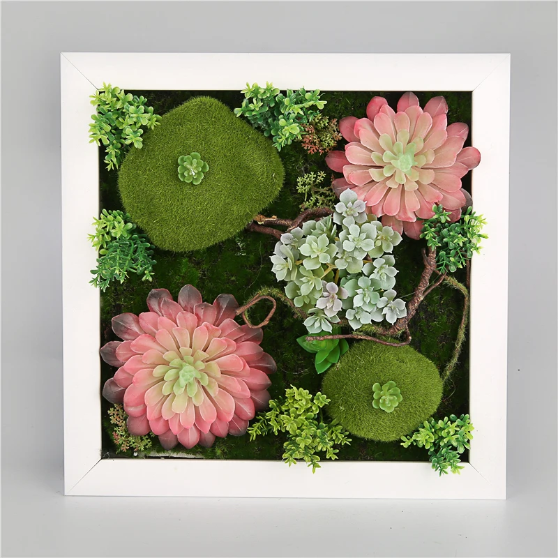High Simulation Mini Frame Ornaments Artificial Plants Wall Frame Artificial Succulents Plants