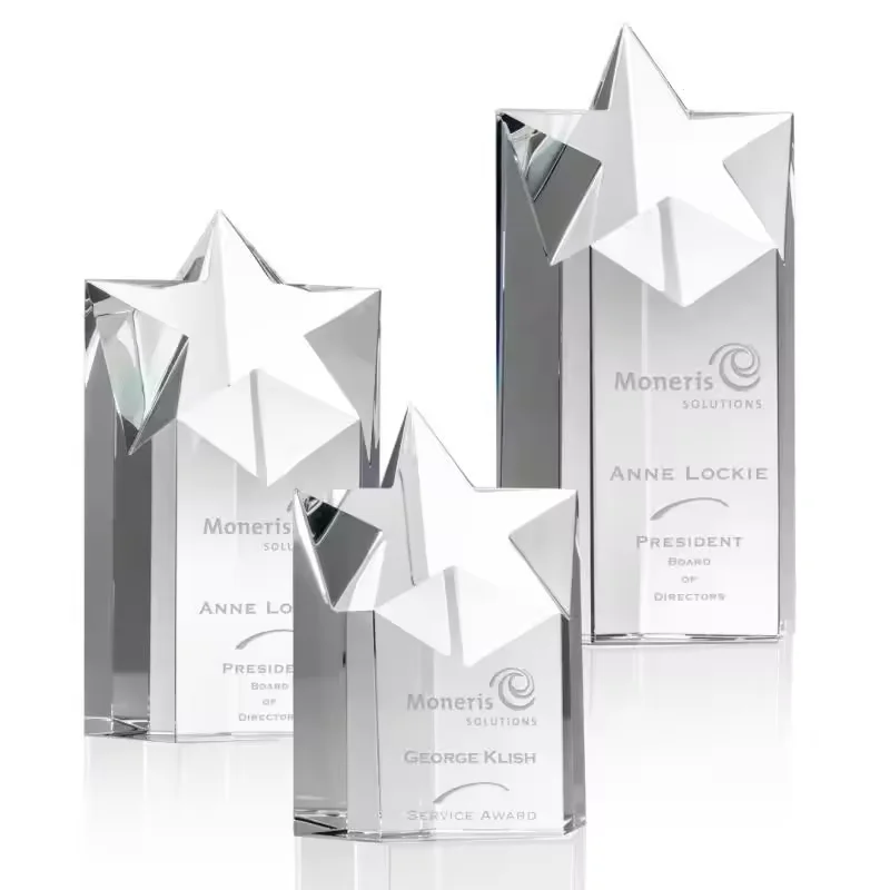 Five-Pointed Star Acrylic Awards Crystal Glass Trophies For Anniversary Awards With High-Quality Customized Logo Words