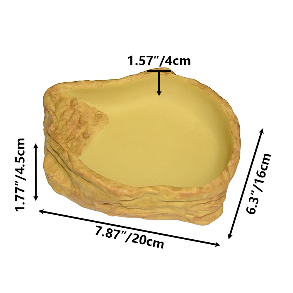 Reptile Water Dish Terrarium Resin Rock Water Bowl Pets Bowls and Feeders Turtle Reptile Food Water Feeding Bowl